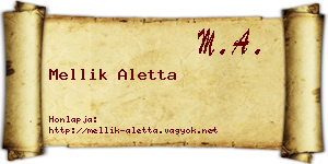 Mellik Aletta névjegykártya